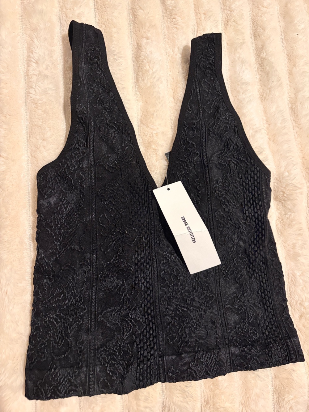 Urban Outfitters Black Bralette/Cropped - Textured Lace Design